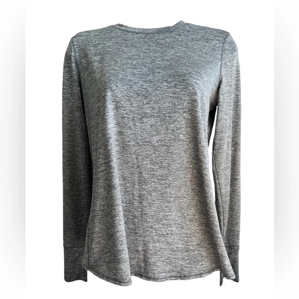 Athleta Tulip Backed Athletic Top with Thumbholes, Heathered Gray, Size XS